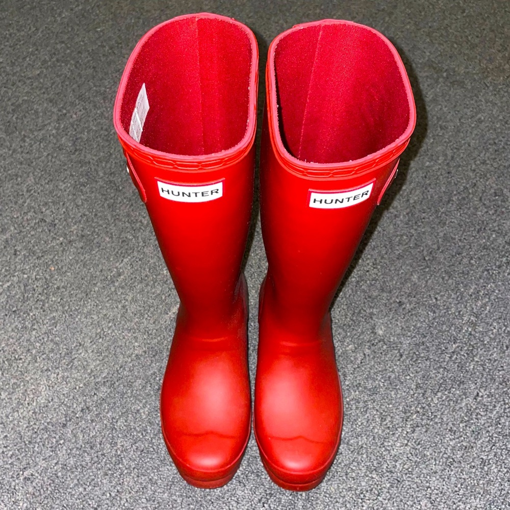 red tall hunter rain boots womens us 6